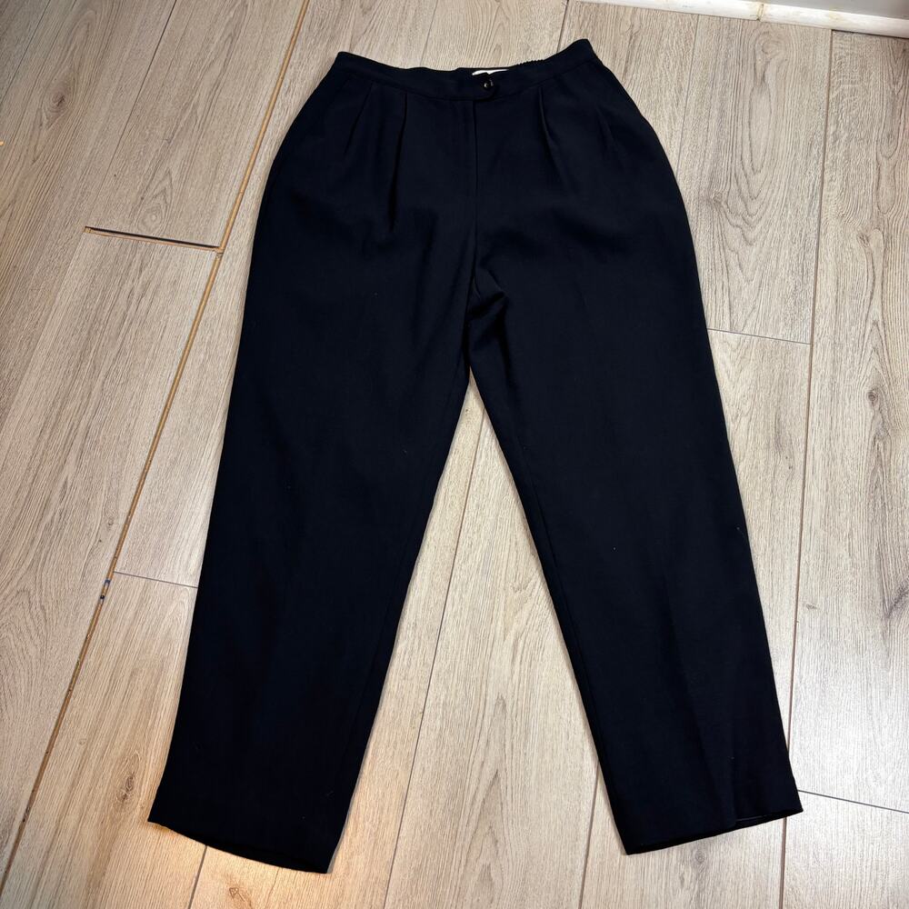 Vintage Haut De Gamme En Avance Black Trousers Pleated Lined Dress Pants 14 High